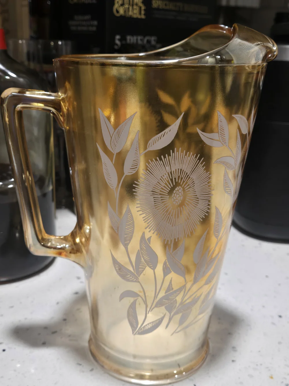 Vintage Jeannette Glass Pitcher In Cosmo Pattern